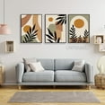 thumbnail image 4 of Minimalist Boho Abstract Canvas Wall Art Mid-Century Modern Beige Set of 3 Poster Neutral Geometric Line Sun Floral Prints Painting Rustic Cottage Decor Living Room Bedroom 12x16in Unframed, 4 of 6