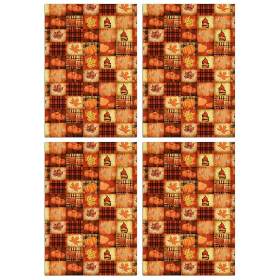 Fall-Themed Kitchen Towels Set of 4, Maple and Pumpkin Design, Absorbent Soft Dish Towels for Farmhouse Home Decor