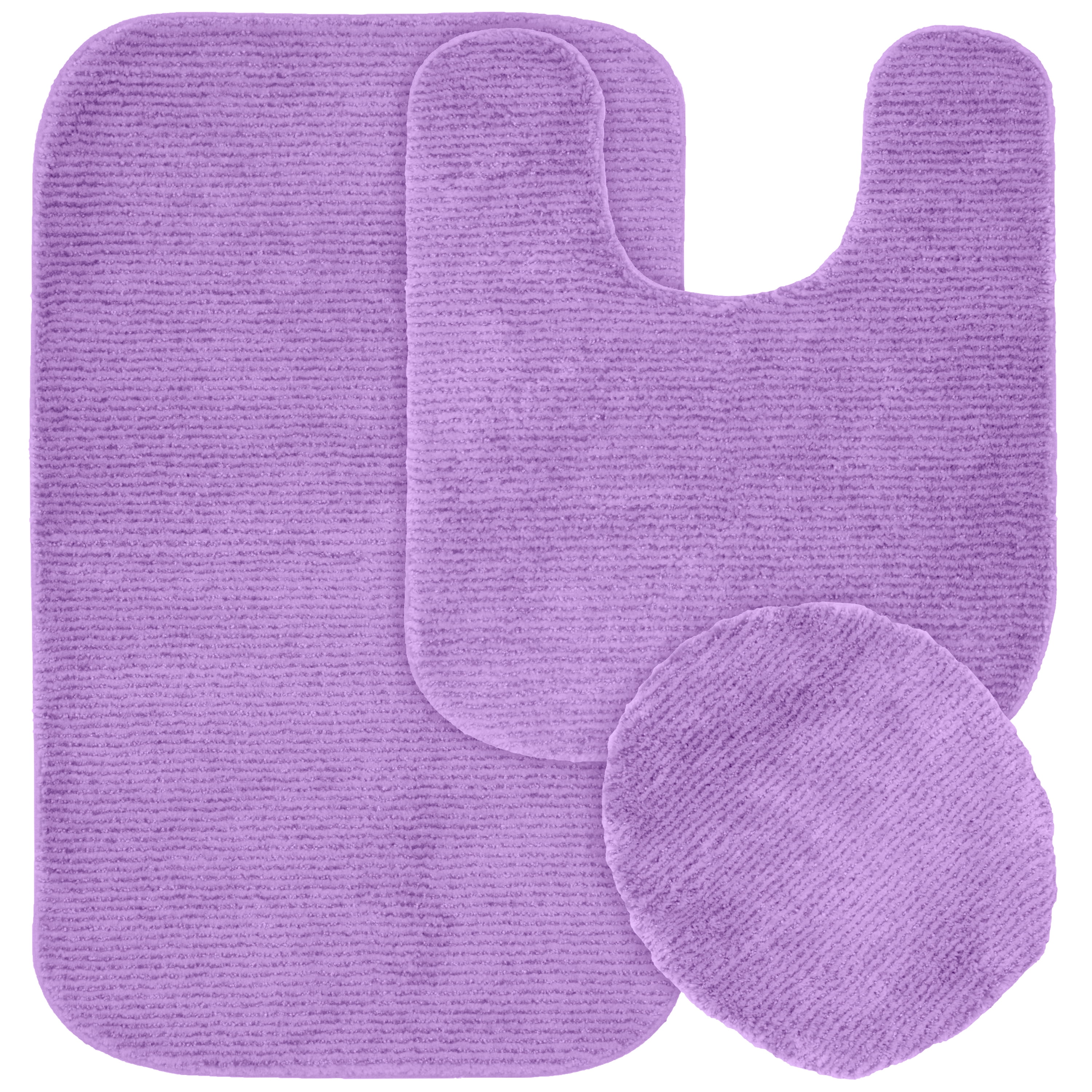 Garland Rug Glamour 3 Piece Nylon Washable Bathroom Rug Set Purple