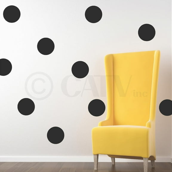 10" Polka Dot Circles Set of 12 Vinyl Wall Decals Circle Stickers Polka Dots Decal Self Adhesive Size: 10x10 each- Color: Black