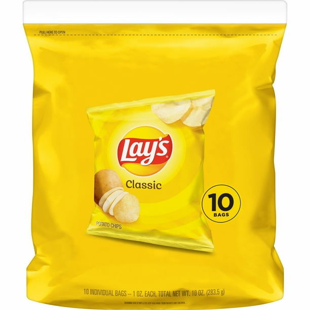 Lay's Classic Potato Chips, 1 oz Bags, 10 Count