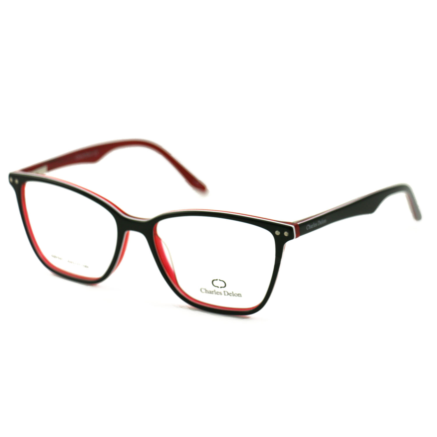 Eyeglasses Men or Womens Black/Red Frames Square 52 17 140 by Charles
