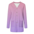thumbnail image 4 of idosla Long Cardigans for Women Open Front Lightweight Tie Dye Trendy Cardigans Long Sleeve Button Up Cardigan with Pocket (Light Purple, XXL), 4 of 8