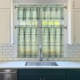 thumbnail image 3 of Vintage Teal Wood Grain Kitchen Curtain Valance 3 Piece Set for Kitchen Curtains and Valance Set Short Curtain Sink Window Decor 36 Inch Small Window Treatment Tier 27.5x36 Length, 3 of 6