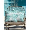 thumbnail image 3 of Outdoor Pillows Waterproof, Teal Palm Leaves Throw Pillows with Inserts Included, Summer Botanical Tropical Plants Indoor Outdoor Decorative Lumbar Pillow for Bed/Couch/Patio 18"x18", 2Pcs, 3 of 8