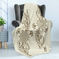 thumbnail image 4 of Folkloric Soft Flannel Fleece Throw Blanket, Abstract Floral Elements South Style Oriental Design Soft Color Scheme, Cozy Plush for Indoor and Outdoor Use, 70" x 90", Brown and Cream, by Ambesonne, 4 of 5