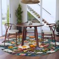 thumbnail image 3 of Round Rugs 5Ft, Boho Flower Round Area Rug Washable Indoor Throw Carpet, Retro Daisies Bohemia Floral Clouds Ethnic Soft Non Slip Circle Rug for Cabinet Bathroom Home Decor Aesthetic, 3 of 8