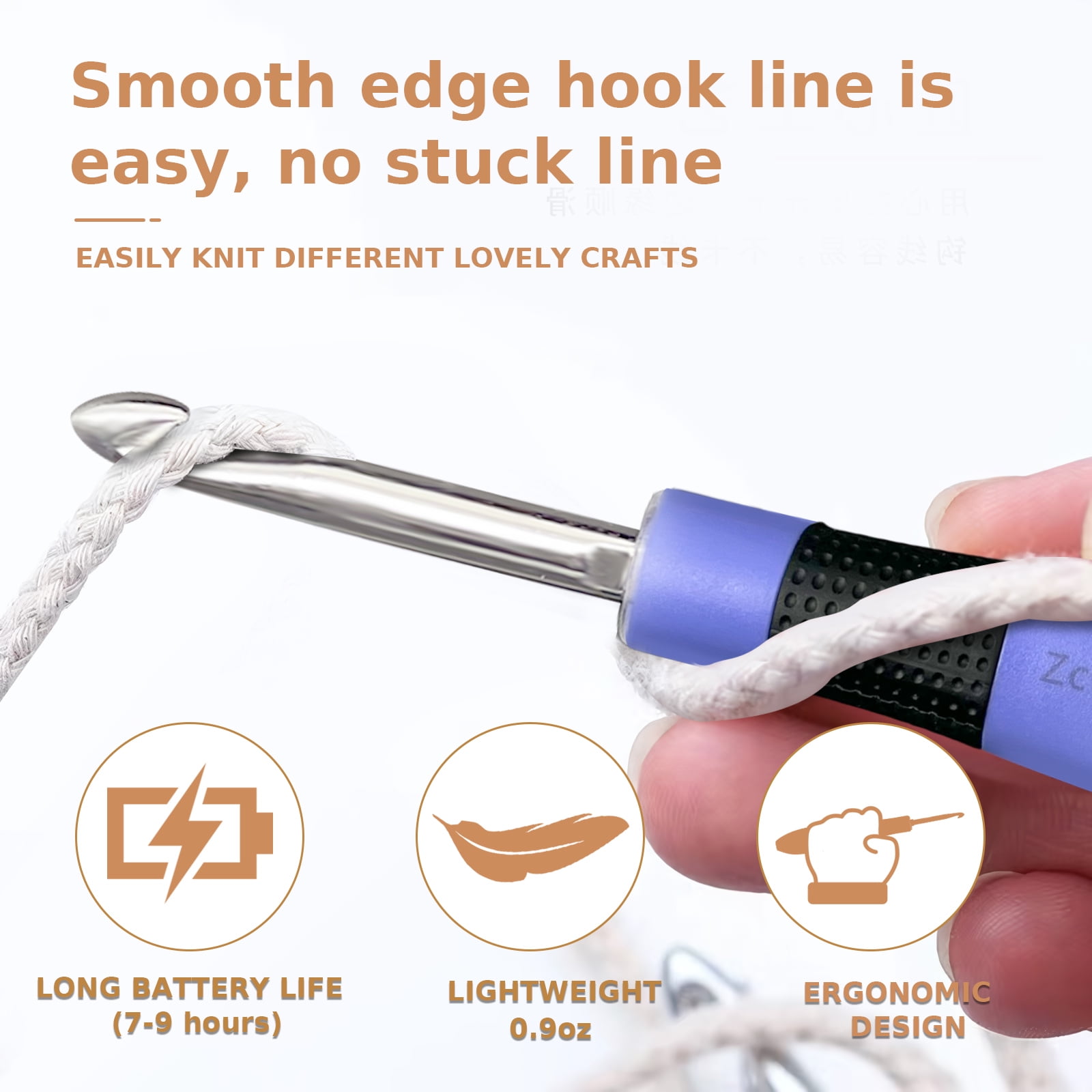 Counting Crochet Hook Set Digital,Ergonomic Crochet Hooks with LED Light and Digital Stitch Counter, Beginner Knitting Kit with 18 Interchangeable Crochet Hooks