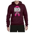 thumbnail image 2 of Real Men Wear Pink Awareness Unisex Graphic Hoodie Sweatshirt, Maroon, Small, 2 of 3