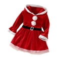 thumbnail image 2 of Vestido de princesa Herrnalise para Navidad, otoño e invierno, para niñas, de manga larga, con capucha y retazos, para niños, vestido de Navidad., 2 of 8