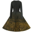 thumbnail image 6 of yocbz Women'S Christmas Dresses Christmas Dresses for Women Crew Neck Long Sleeve Casual Swing Dress with Pockets Gold,Size for L, 6 of 8