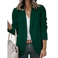 thumbnail image 1 of Innerwin Blazers Solid Color Women Cardigan Jacket Work Shawl Neck Slim Fit Business Jackets Dark Green S, 1 of 7