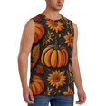 thumbnail image 2 of Kdxio Autumn Pumpkin Leaves for Men's Muscle T-shirt,Sleeveless for Workout Running Athletic Gym Lounge Casual, 2 of 5