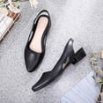 thumbnail image 5 of EKVAHL Women's Slingback Cutout Flats, Square Toe Closed Shoes, Low Block Heel Breathable Casual Dressy Office Daily Elegant Sandals Black, 5 of 6