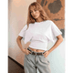 thumbnail image 4 of Camisetas para Mujer, Cuello Redondo, Cintura Ajustada, Informal, Corta, para Entrenamiento, Color Liso, Básicas, Blancas, XXL, 4 of 5