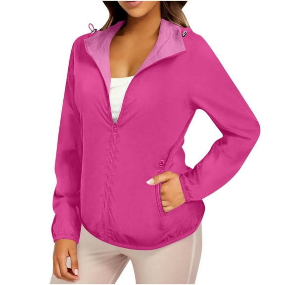 Byworldtasic Women's Jacket Womens Reversible Rain Jacket Lightweight Waterproof Windbreaker Jacket Outdoor Active Portable Raincoat