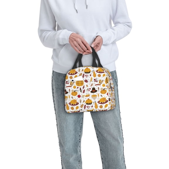 Ratiio Thanksgiving Print Lunch Bag Lunch Box Insulated Lunch Bag Adult Lunch Box for Men and Women
