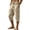 2# Khaki, variant on Linen Capri Pants for Men Big and Tall Classic Straight Leg Cargo Capris Elastic Waist Pull On Cropped Lounge Pants White XL