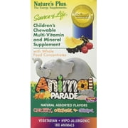 Nature's Plus Source of Life, Animal Parade, Children's Chewable Multi-Vitamin & Mineral Supplement, Assorted, 180 Animal-Shaped Tablets