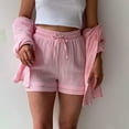 thumbnail image 4 of AXXD Women'S Shorts,Women Shorts Clearance Under $10,Womens Shorts Dressy Casual,High Waist,Drawstring,Shorts and Top Set,Pink,S, 4 of 6