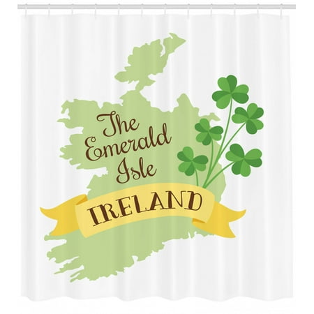 Ireland Map Shower Curtain The Emerald Isle Cursive Calligraphy