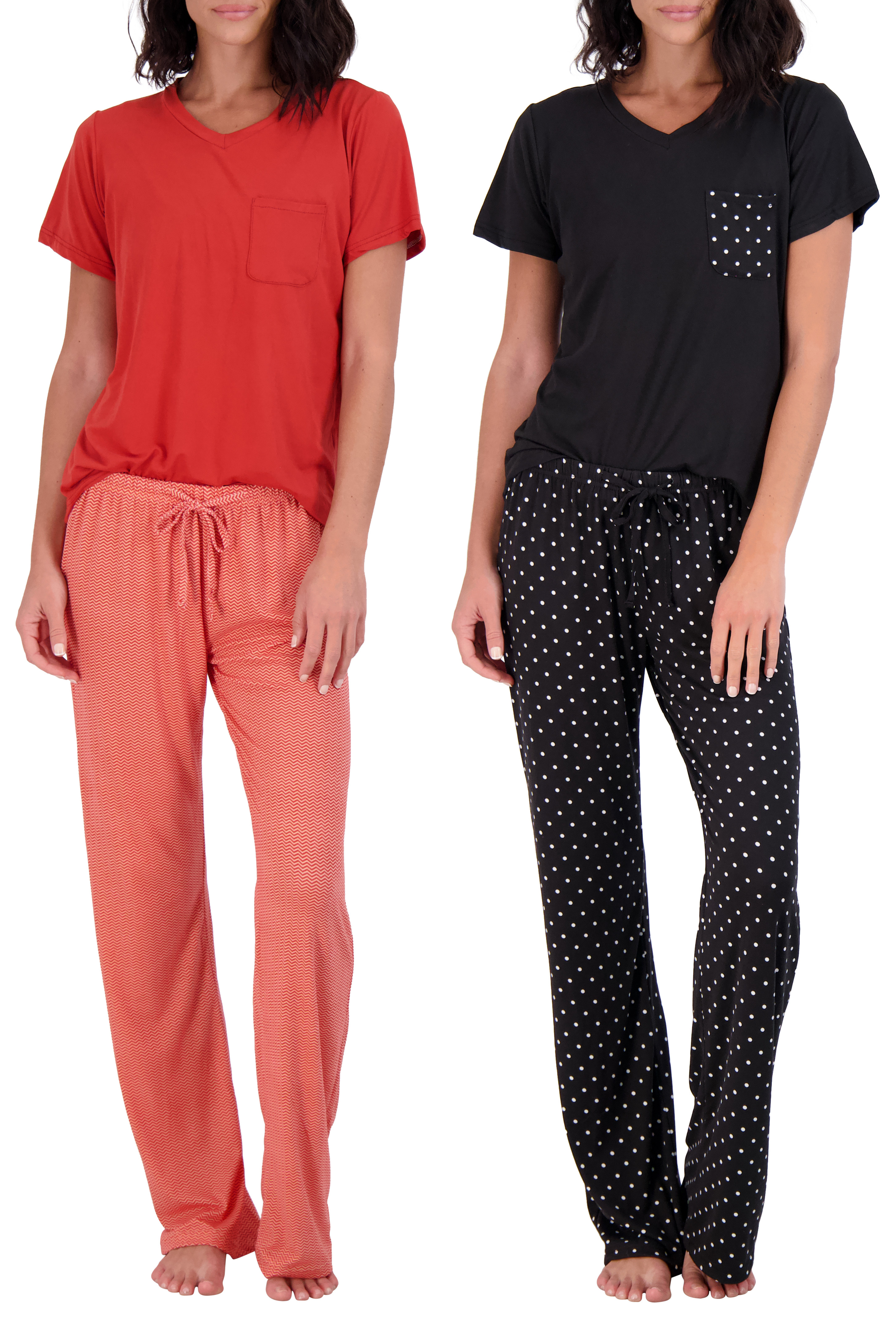 Real Essentials 2 Pack Women’s Pajama Set SuperSoft Short & Long