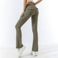 thumbnail image 2 of ZyeKqe Flare Pants for Women Stretchy High Waisted Cargo Leggings Bootcut Bell Bottom Trousers with Flap Pockets, 2 of 4