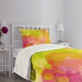 thumbnail image 5 of Ambesonne Pastel Quilted Bedspread Set 2 Pcs, Spring Yard Watercolors, Twin Size, Apple Green Marigold, 5 of 6