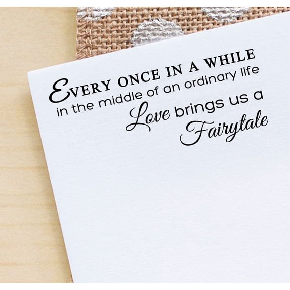 Love Brings Us A Fairytale Quote Stamp Custom Wood Mounted Rubber Stamp Gift Idea