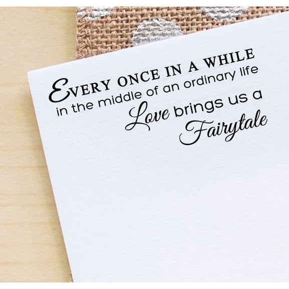 Love Brings Us A Fairytale Quote Stamp Custom Wood Mounted Rubber Stamp Gift Idea