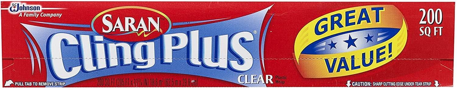 Saran Cling Plus Plastic Wrap, 200 Sq Ft, 1 Count Pack of 1