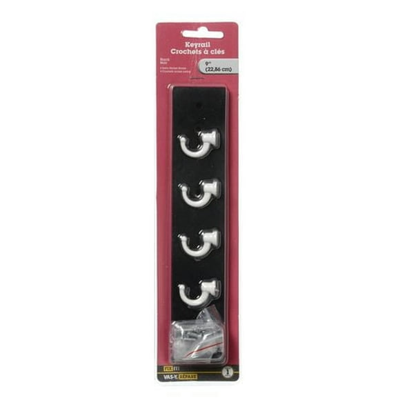 Rail porte-clés 9 po nickel satiné/blanc 1 pièce Les rails à clés sont idéals pour une utilisation dans la cuisine, dans la chambre, dans le corridor ainsi que dans le vestibule et la quincaillerie est incluse.