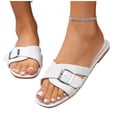 thumbnail image 6 of KEGIRLOM Women's Casual Versatile Plus-Size Shoes Spring/Summer Style Trendy Comfortable Flat Heel Roman Style One-Strap Casual Beach Sandals. White 8.5, 6 of 9