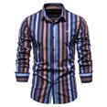 thumbnail image 1 of Camisa de algodón de manga larga para hombre con cuello vuelto y corte ajustado informal Pompotops  oipoqjl27863, 1 of 3