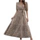 thumbnail image 1 of Vestido largo de vendaje de manga corta con cuello en V y estampado informal de verano para mujer a la moda Fridja  qw6630, 1 of 7