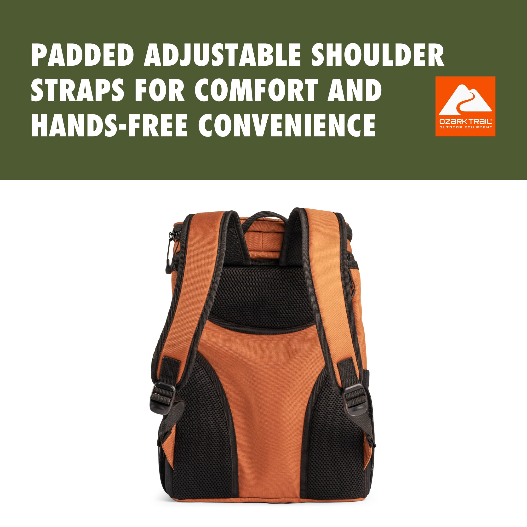Ozark Trail 20-Can 15 qt Soft-Sided Cooler Backpack, Brown