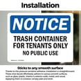 thumbnail image 3 of (2 Pack) Trash Container For Tenants No Public Use OSHA Notice Sign, 3 of 7