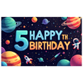 thumbnail image 3 of LUUFILx Space Theme Happy 5th Birthday Party Backdrop Kids Galaxy Decoration Outer Space Rocket Banner Background, 3 of 8