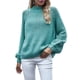 thumbnail image 2 of Suéteres de Cuello Alto para Mujer, Suéteres Casuales de Larga, Suéteres Sueltos de Punto Grueso. Verde L, 2 of 9