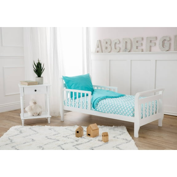 American Baby Company 100% Cotton Percale 4 Piece Toddler Bedding Set, Aqua Waves, for Boys & Girls