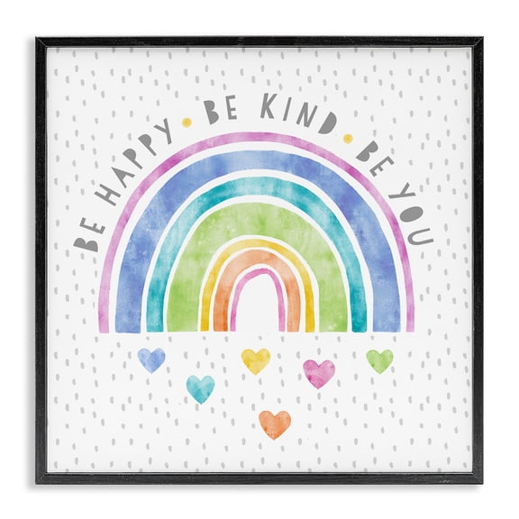 Stupell Industries Bohemian Be You Hearts & Rainbow Black Framed Giclee Art, 12 x 12, by Suzanne Nicoll
