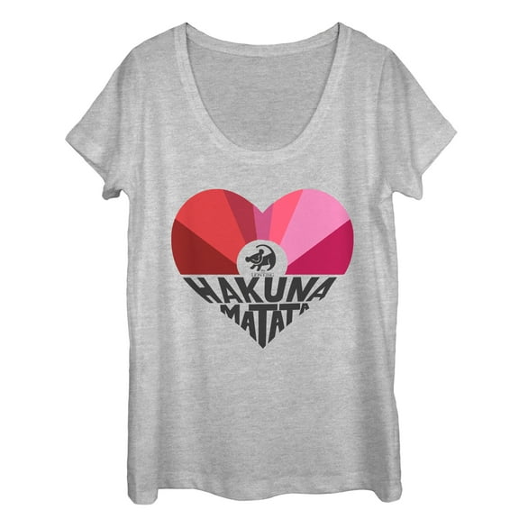 Women's Lion King Valentine Hakuna Matata Heart Scoop Neck Athletic Heather Medium