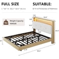 thumbnail image 2 of Honfach Full Size Bed Frame with 2-Tier Storage Velvet Fabric Upholstered Headboard, Wooden Platform Bed Frame w/Charging Station & LED Lights,Natural, 2 of 9