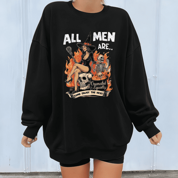Halloween Casual All Men Are Graphic Tee, round-neck long-sleeved cotton comfortable black S-3XL