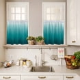 thumbnail image 3 of 3 Piece Kitchen Curtains and Valances Set Teal Ombre Cafe Curtains 24 Inch Length Contemporary Gradient Abstract Art Valance & Tier Curtain for Living Room Bedroom Small Window 54"x18"+27"x24"*2, 3 of 6