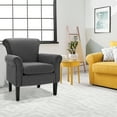 thumbnail image 3 of Costway Modern Fabric Accent Chair with Rubber Wood Legs, Dark Gray, 3 of 8
