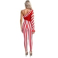 thumbnail image 2 of iiniim Women Christmas Candy Cane Jumpsuits One Shoulder Striped Sequins Unitards Xmas Party Costume Red XXL, 2 of 7