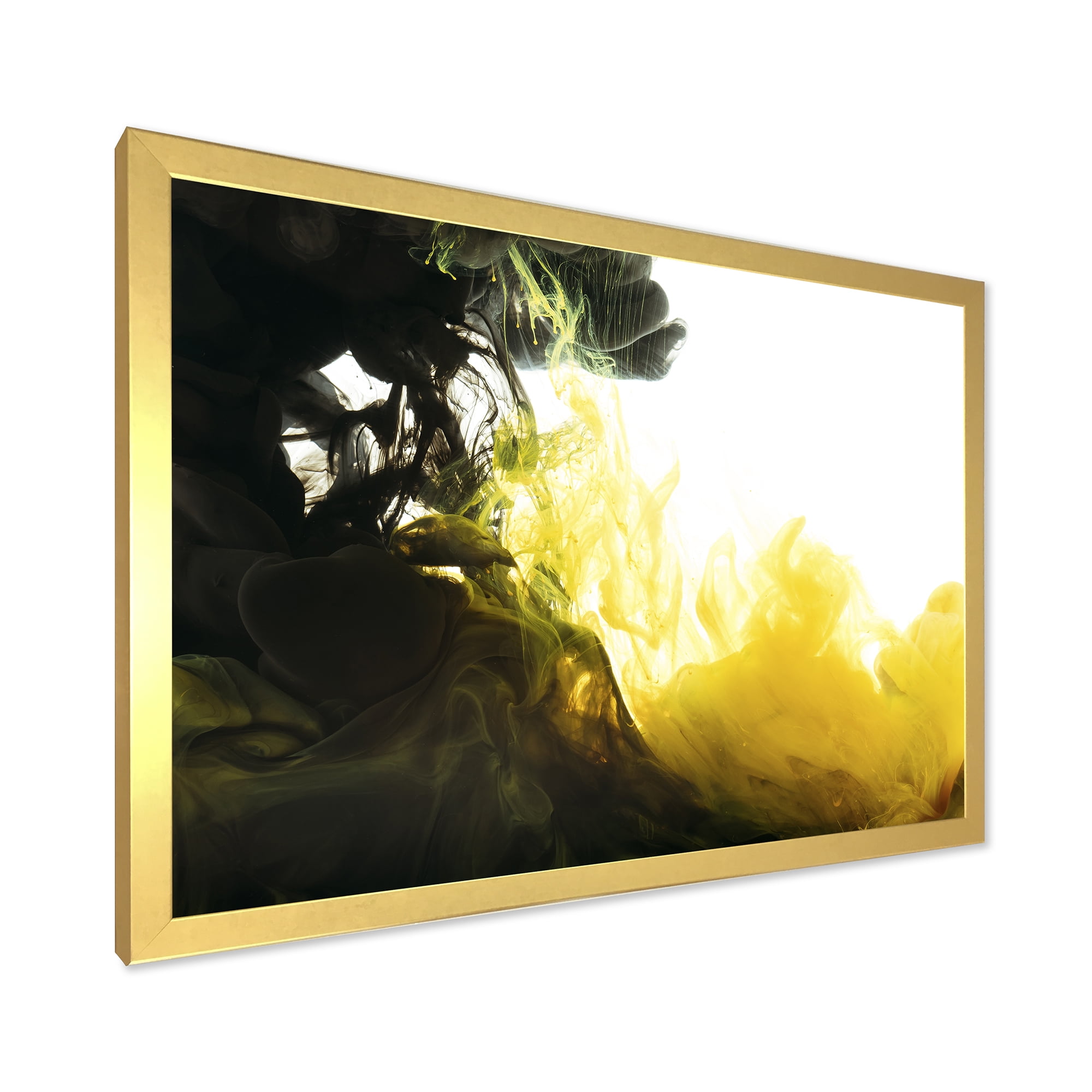 Designart 'Abstract Of Yellow Meeting Black' Modern Framed Art Print