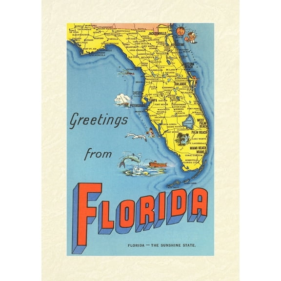 Vintage Lined Notebook Greetings from Florida, Map (Paperback)