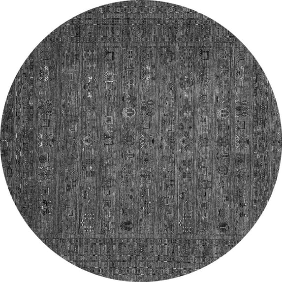 Ahgly Company Indoor Round Abstract Gray Modern Area Rugs, 7' Round
